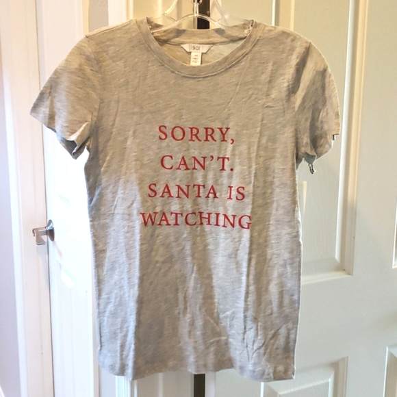 1901 Tops - 1901 by Nordstrom Christmas Holiday Graphic Print T-Shirt Santa is Watching